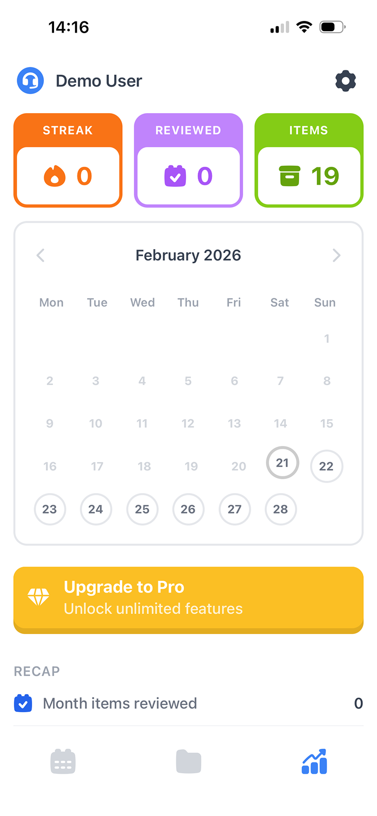 Basic stats to follow your progression